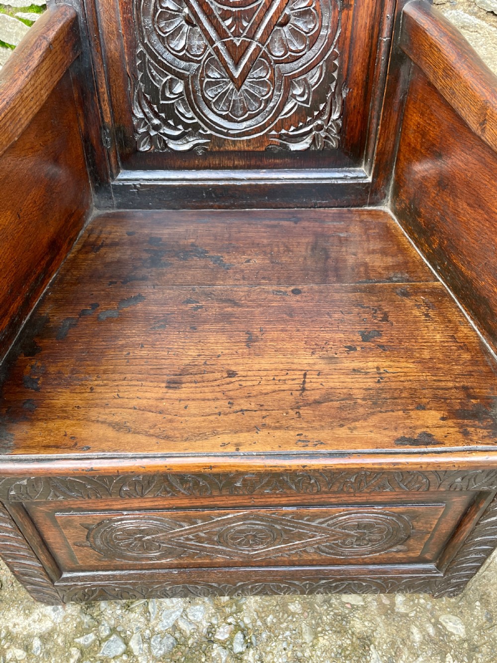 Antique 18th Century Oak Lambing Chair View XXIV