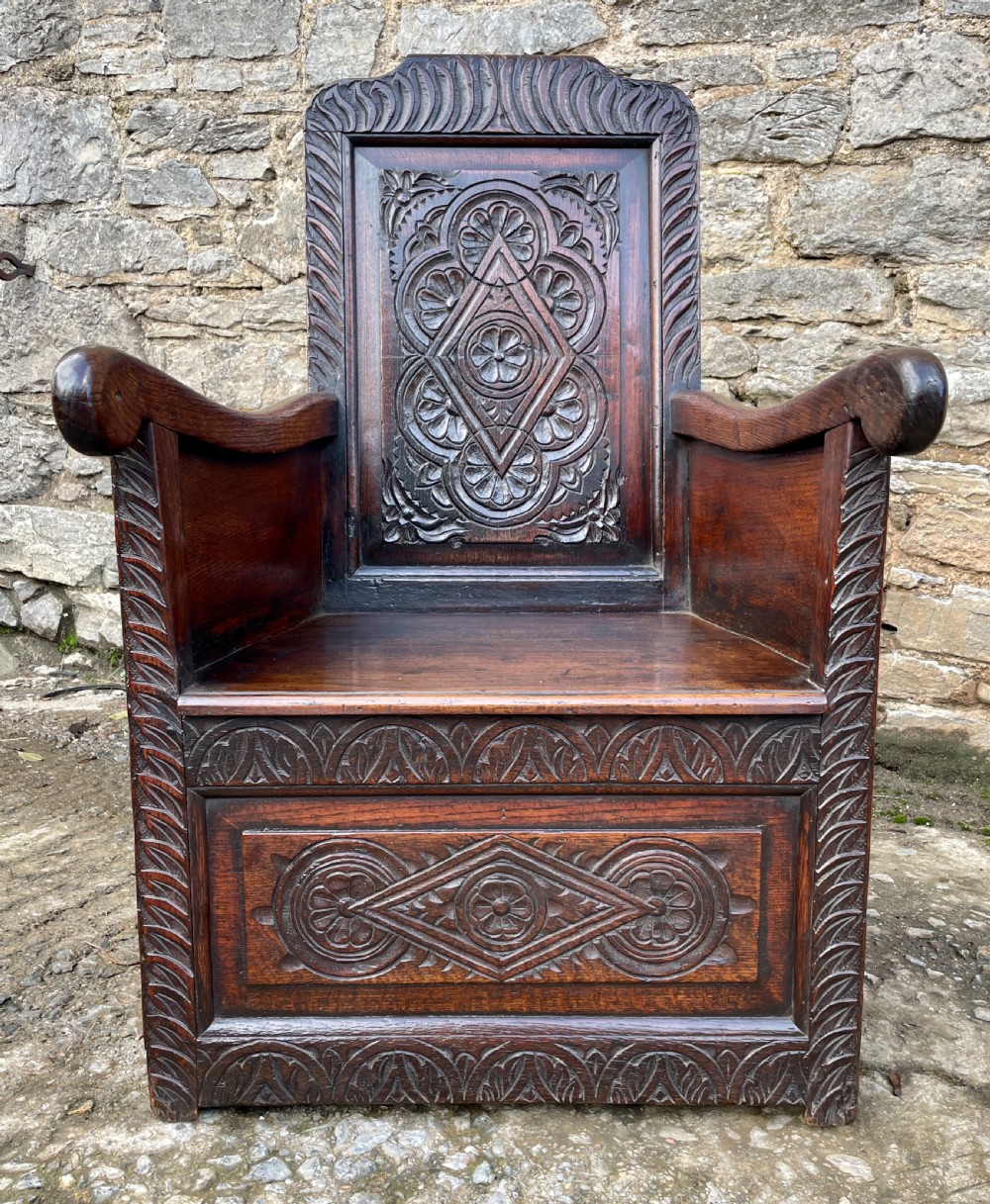 Antique 18th Century Oak Lambing Chair View XXV