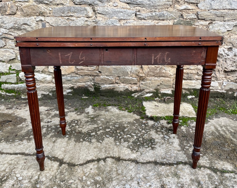 Georgian Mahogany Fold Over Tea Table View IX