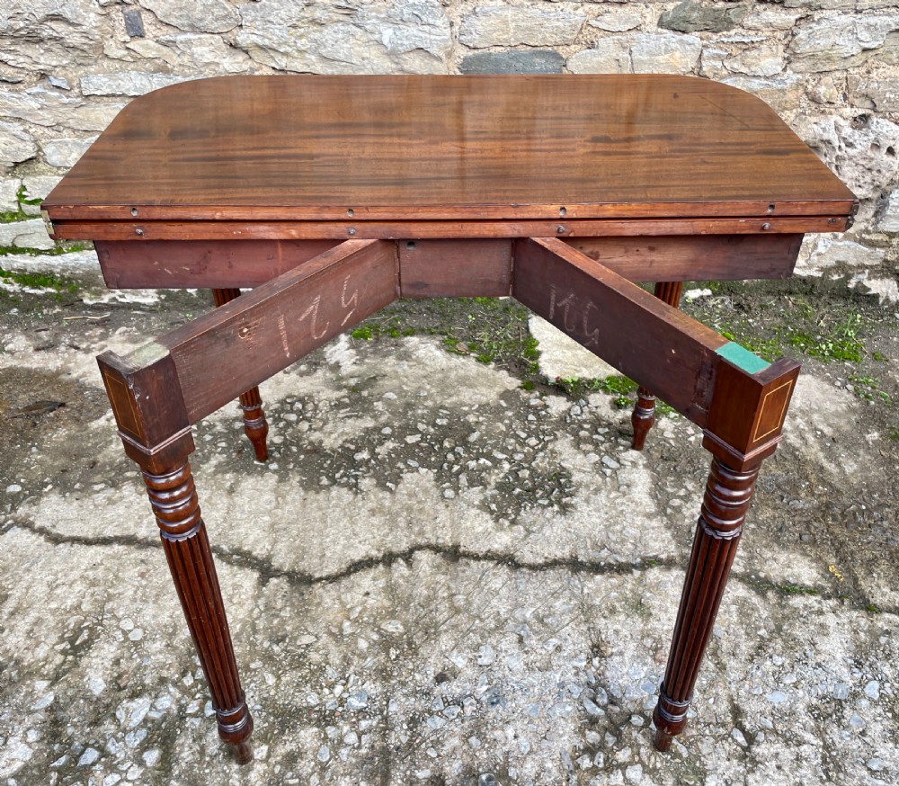 Georgian Mahogany Fold Over Tea Table View XI