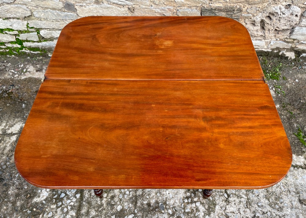 Georgian Mahogany Fold Over Tea Table View XIX