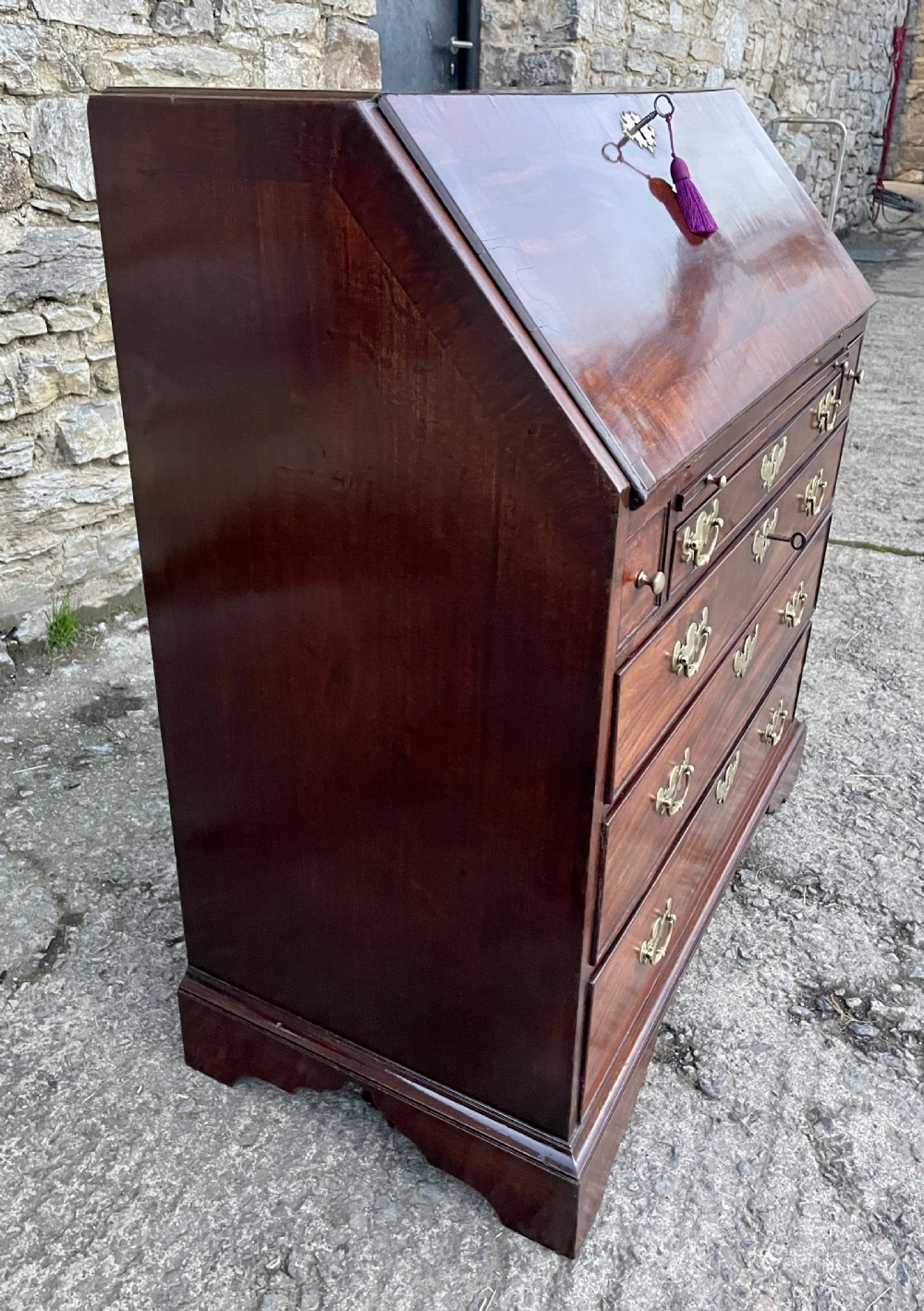 Antique Georgian Red Walnut Bureau View V