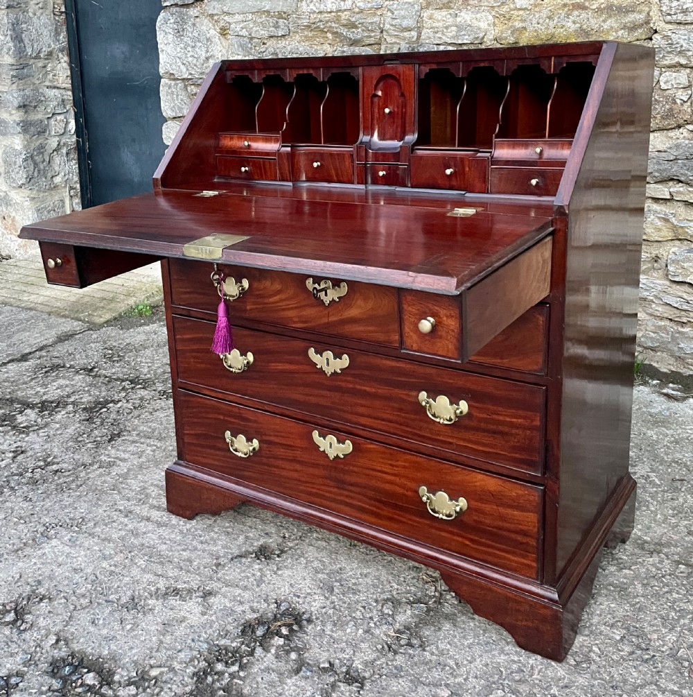 Antique Georgian Red Walnut Bureau View XX