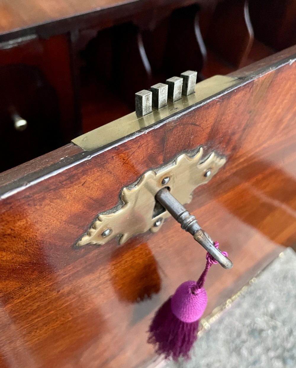 Antique Georgian Red Walnut Bureau View XXII