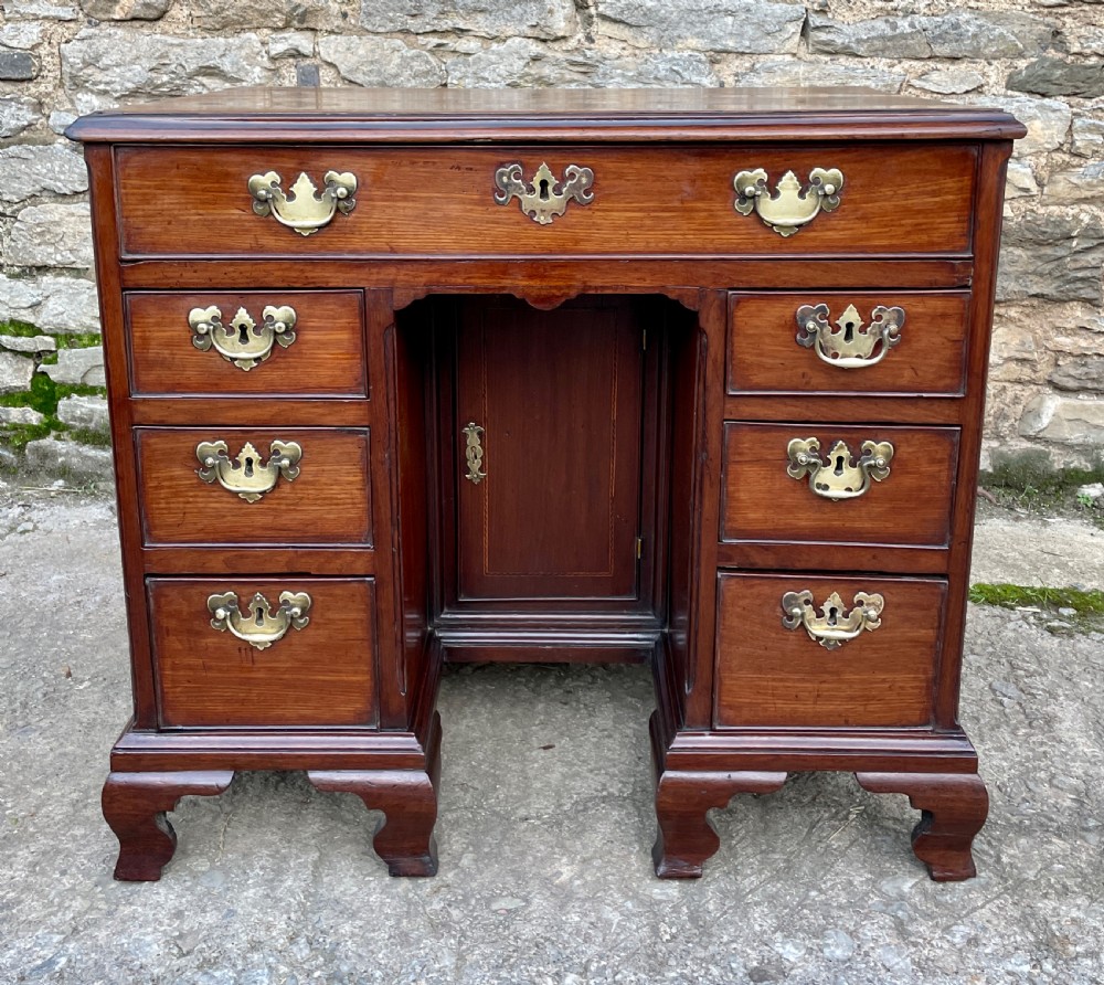 18th Century Georgian Elm and Fruitwood Kneehole Desk