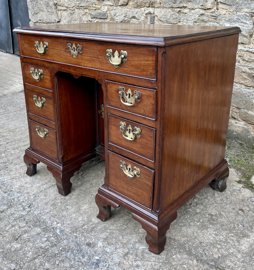 18th Century Georgian Elm and Fruitwood Kneehole Desk View III