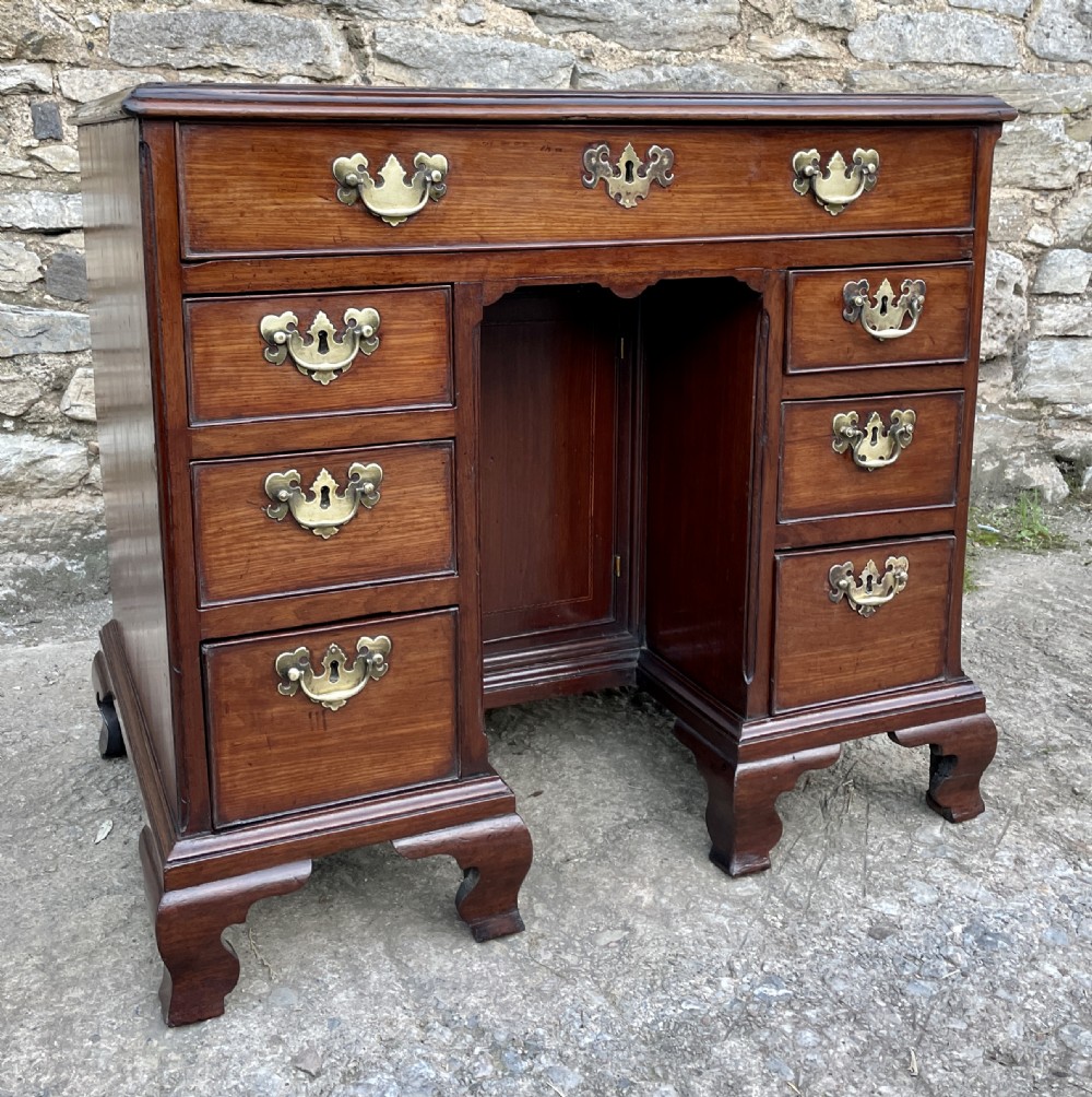 18th Century Georgian Elm and Fruitwood Kneehole Desk View V