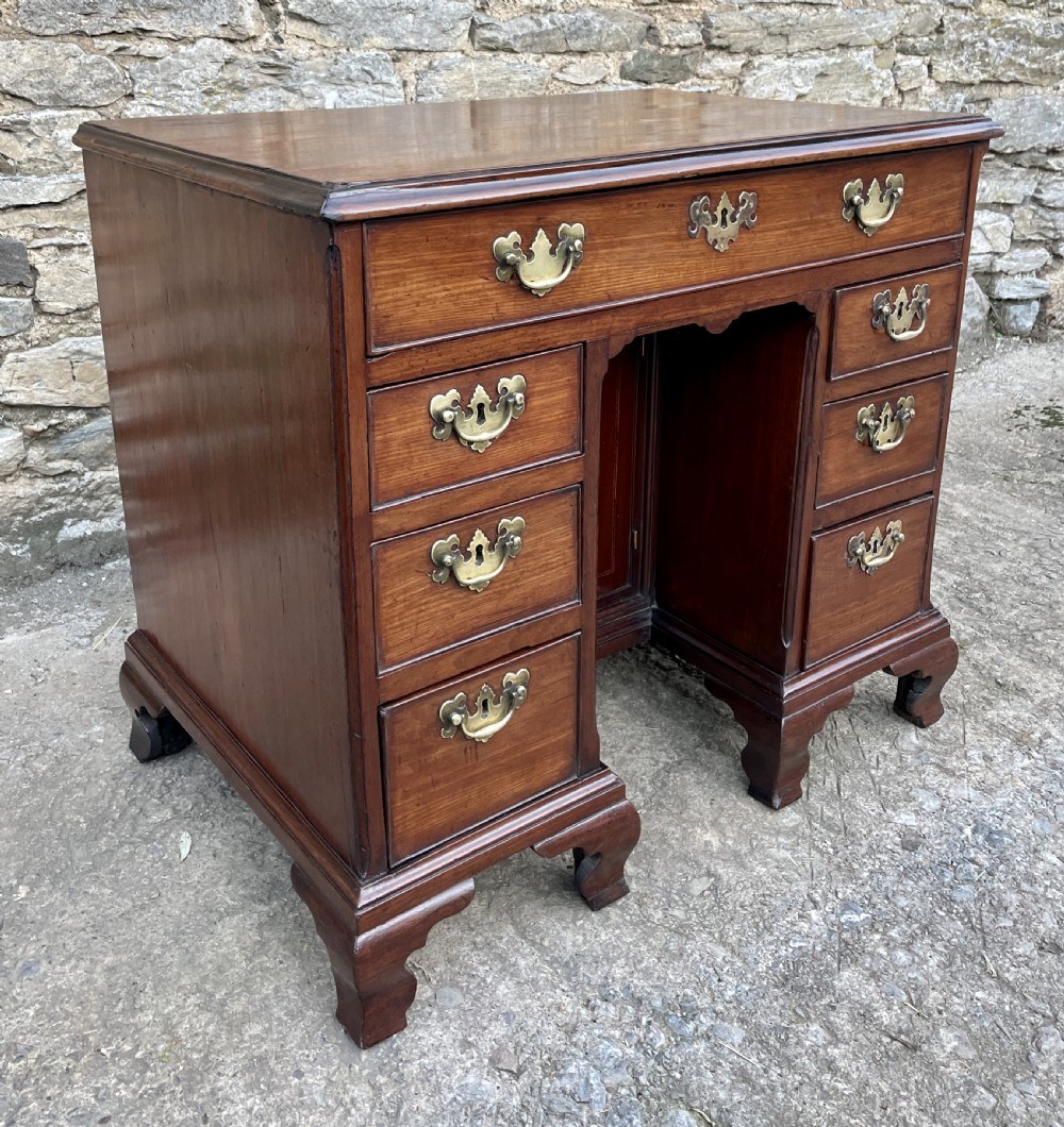 18th Century Georgian Elm and Fruitwood Kneehole Desk View VI
