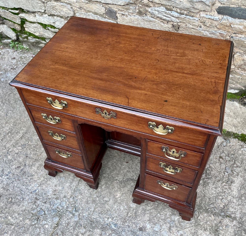 18th Century Georgian Elm and Fruitwood Kneehole Desk View X