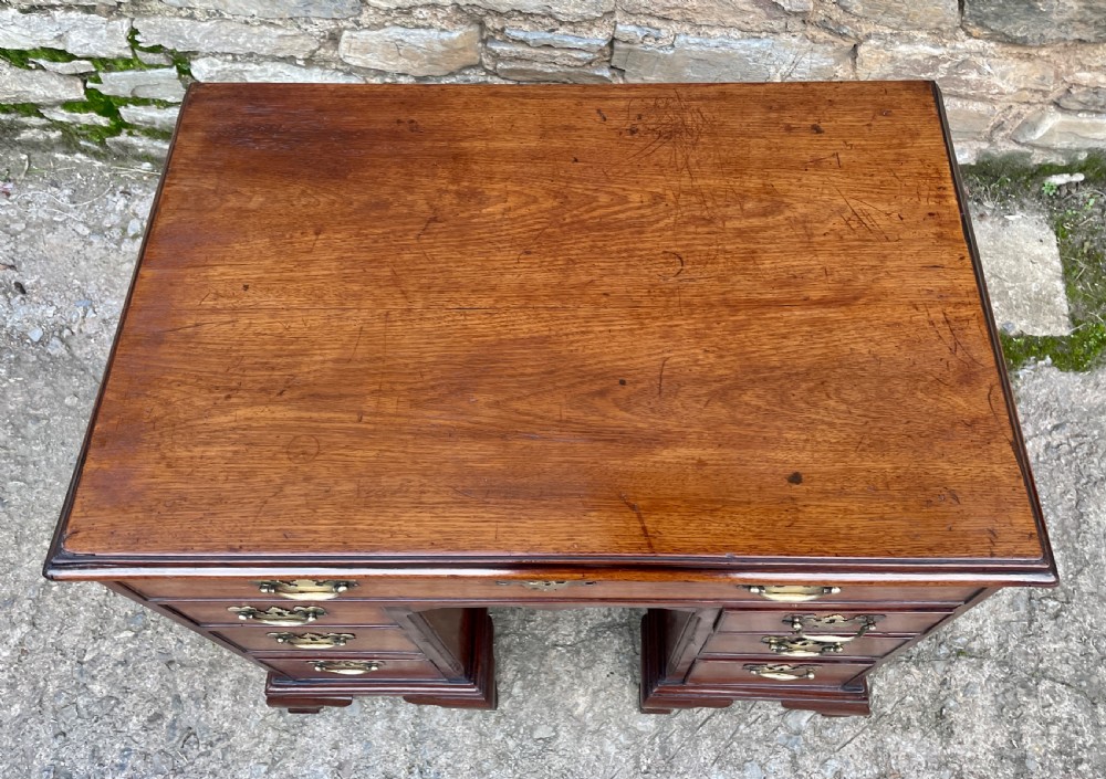 18th Century Georgian Elm and Fruitwood Kneehole Desk View XI