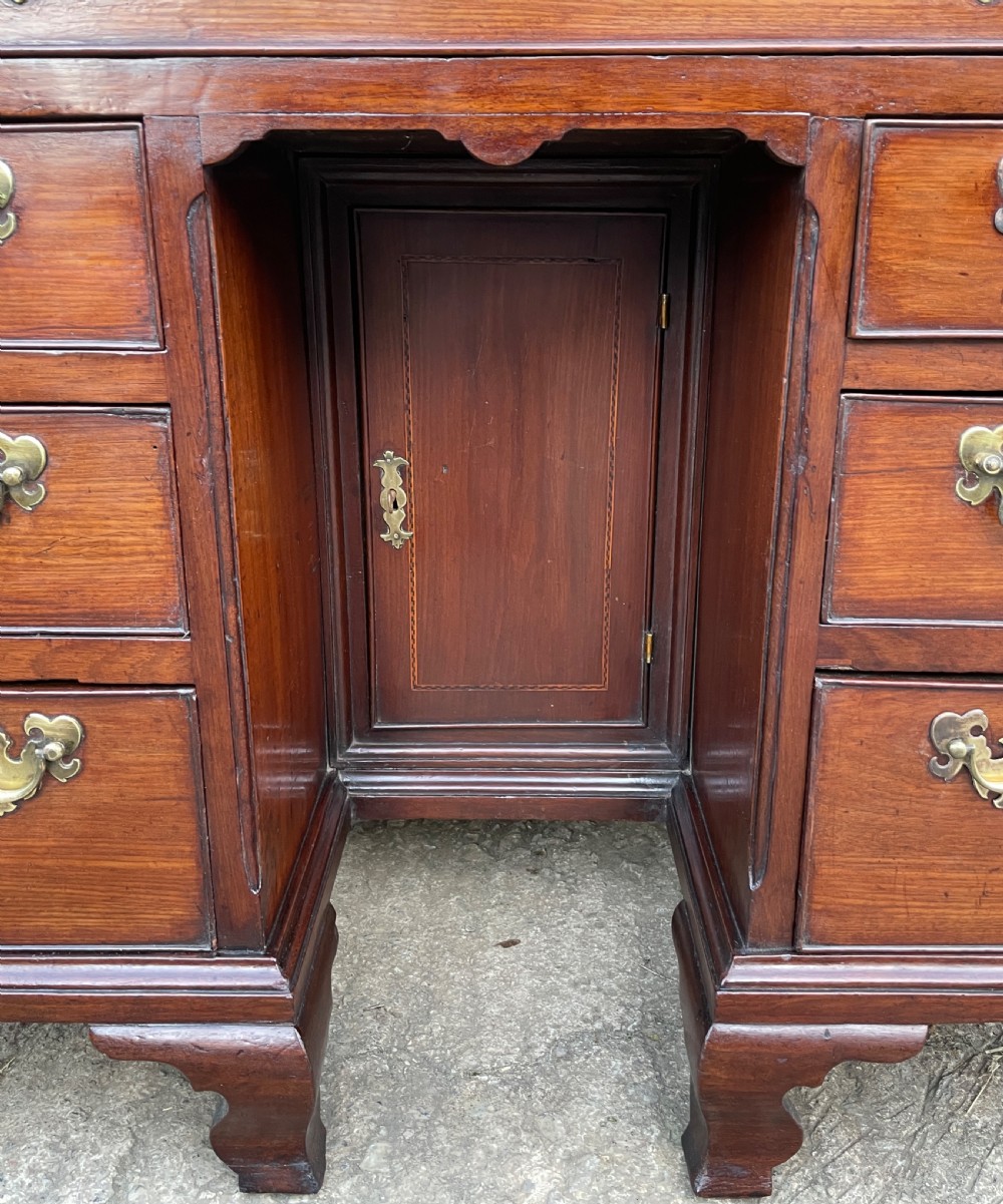18th Century Georgian Elm and Fruitwood Kneehole Desk View XIV