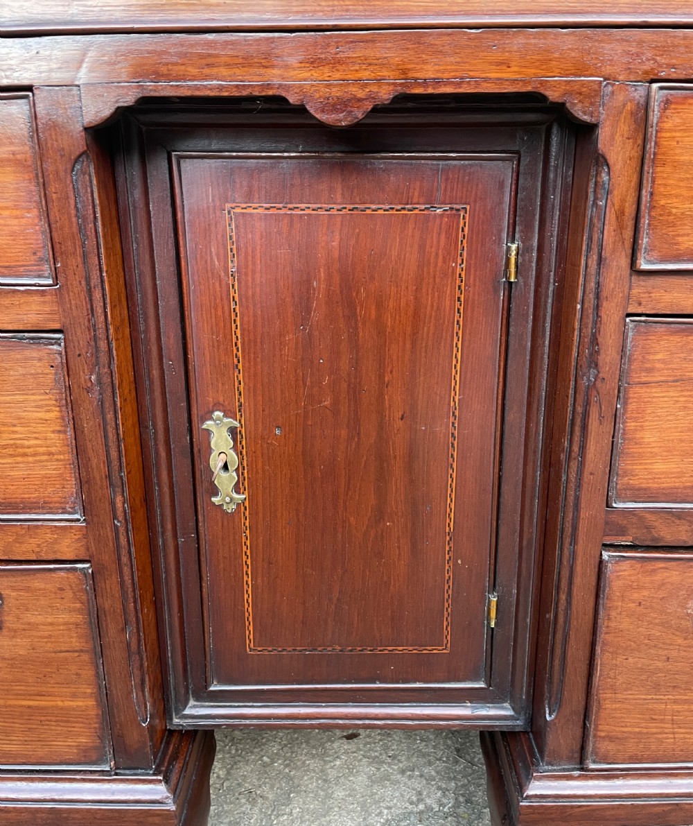 18th Century Georgian Elm and Fruitwood Kneehole Desk View XVI