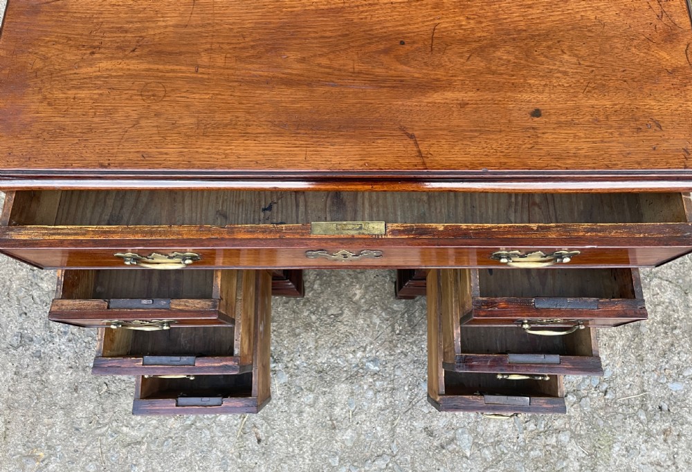 18th Century Georgian Elm and Fruitwood Kneehole Desk View XXIII