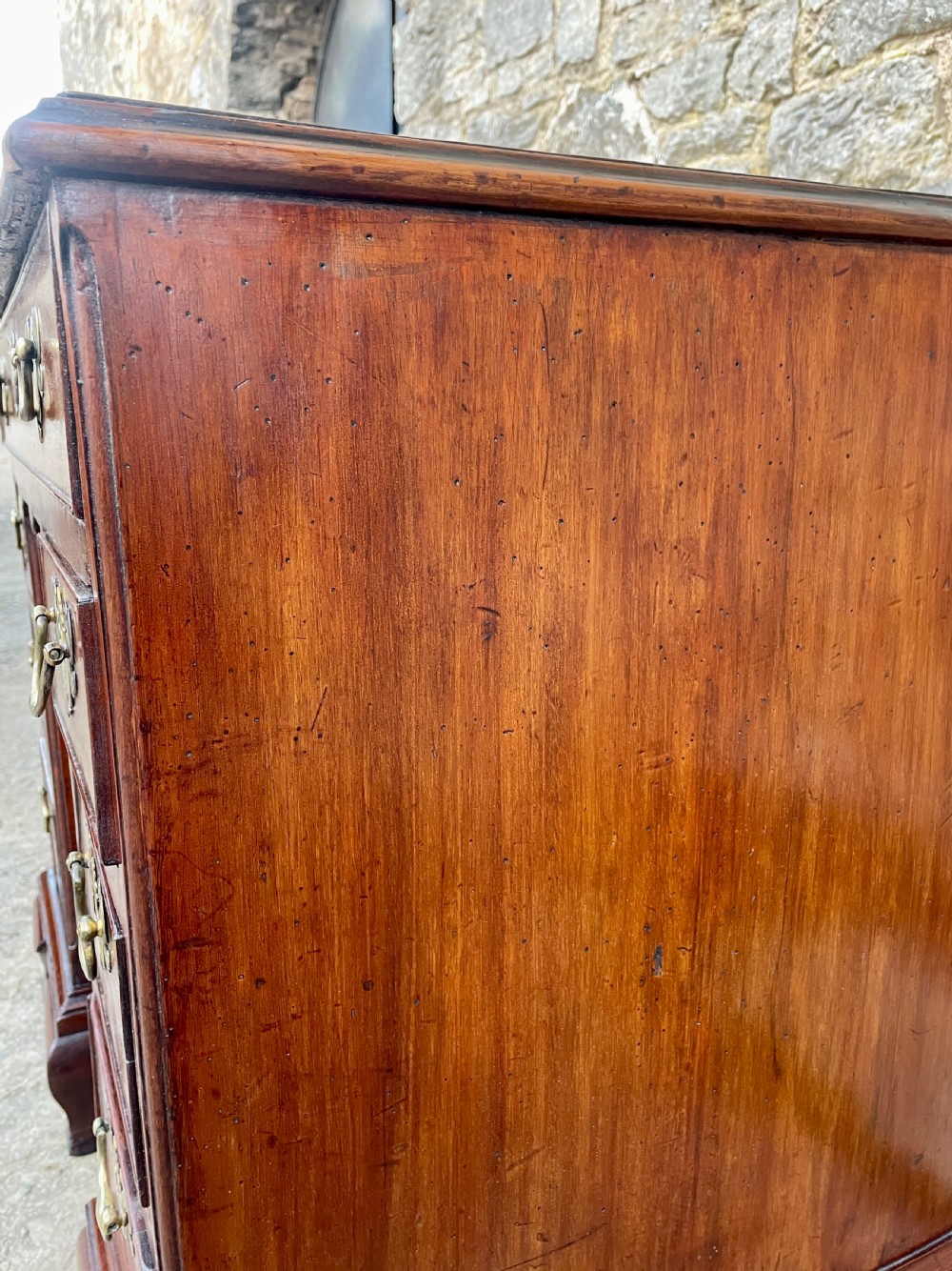18th Century Georgian Elm and Fruitwood Kneehole Desk View XXIV