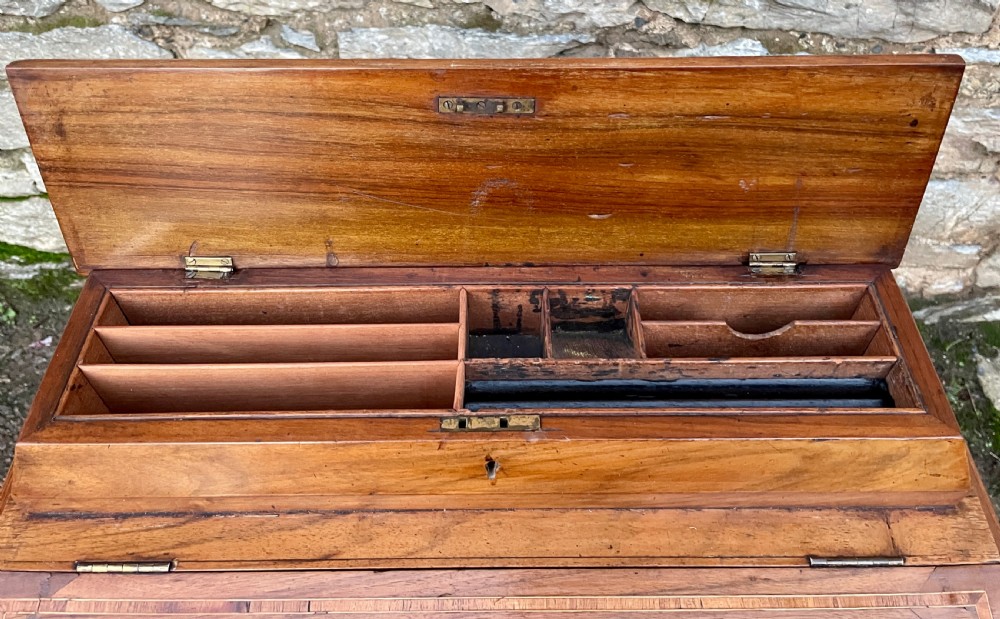 Antique Edwardian Walnut Inlaid Davenport View II