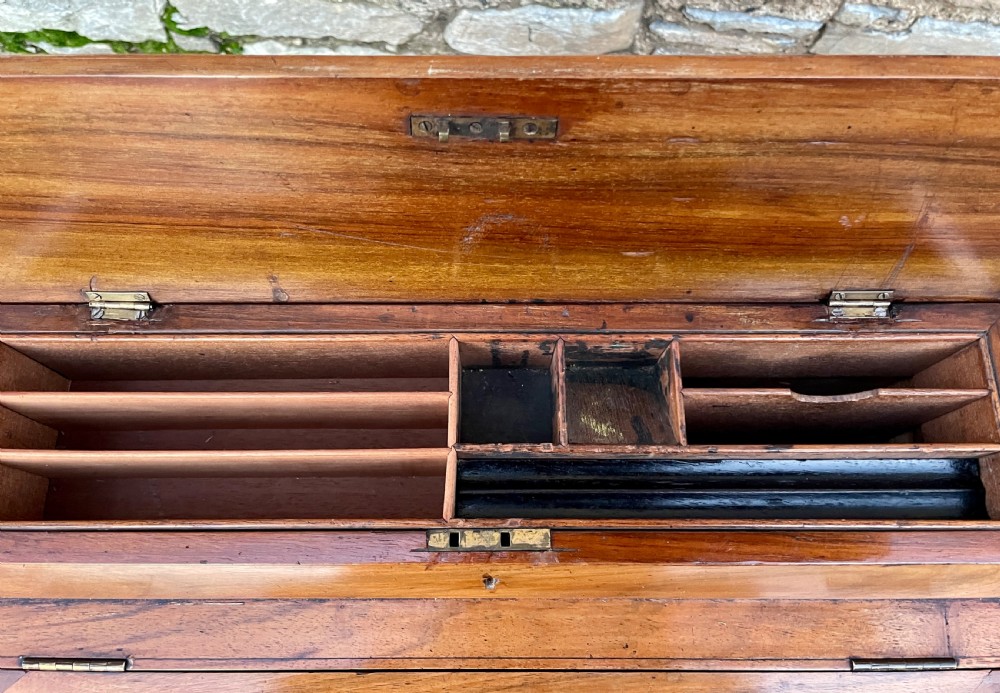 Antique Edwardian Walnut Inlaid Davenport View IV