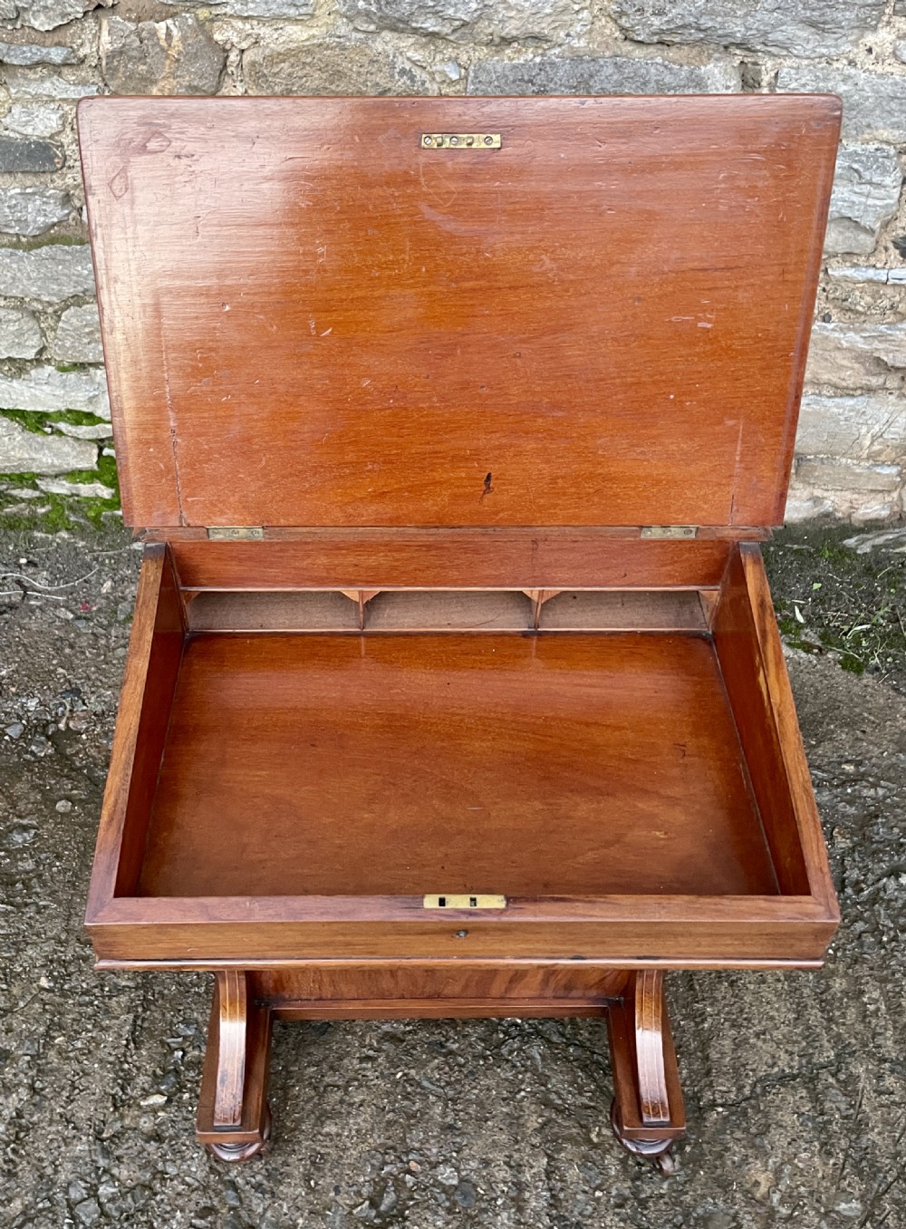 Antique Edwardian Walnut Inlaid Davenport View XI