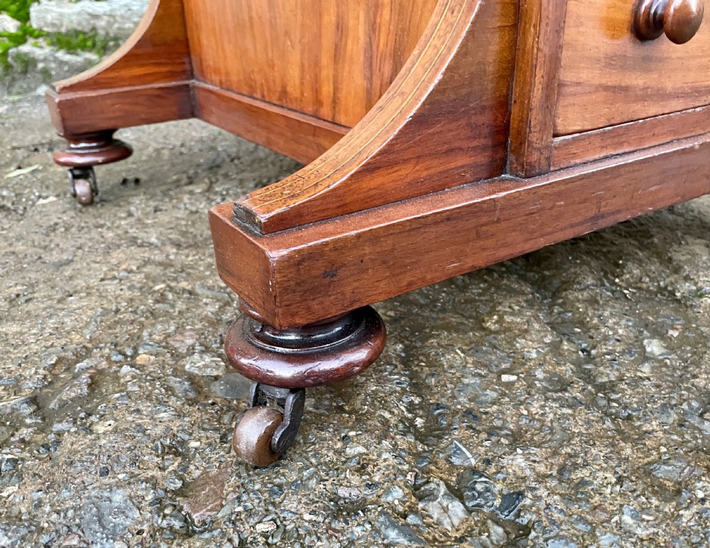 Antique Edwardian Walnut Inlaid Davenport View XVI