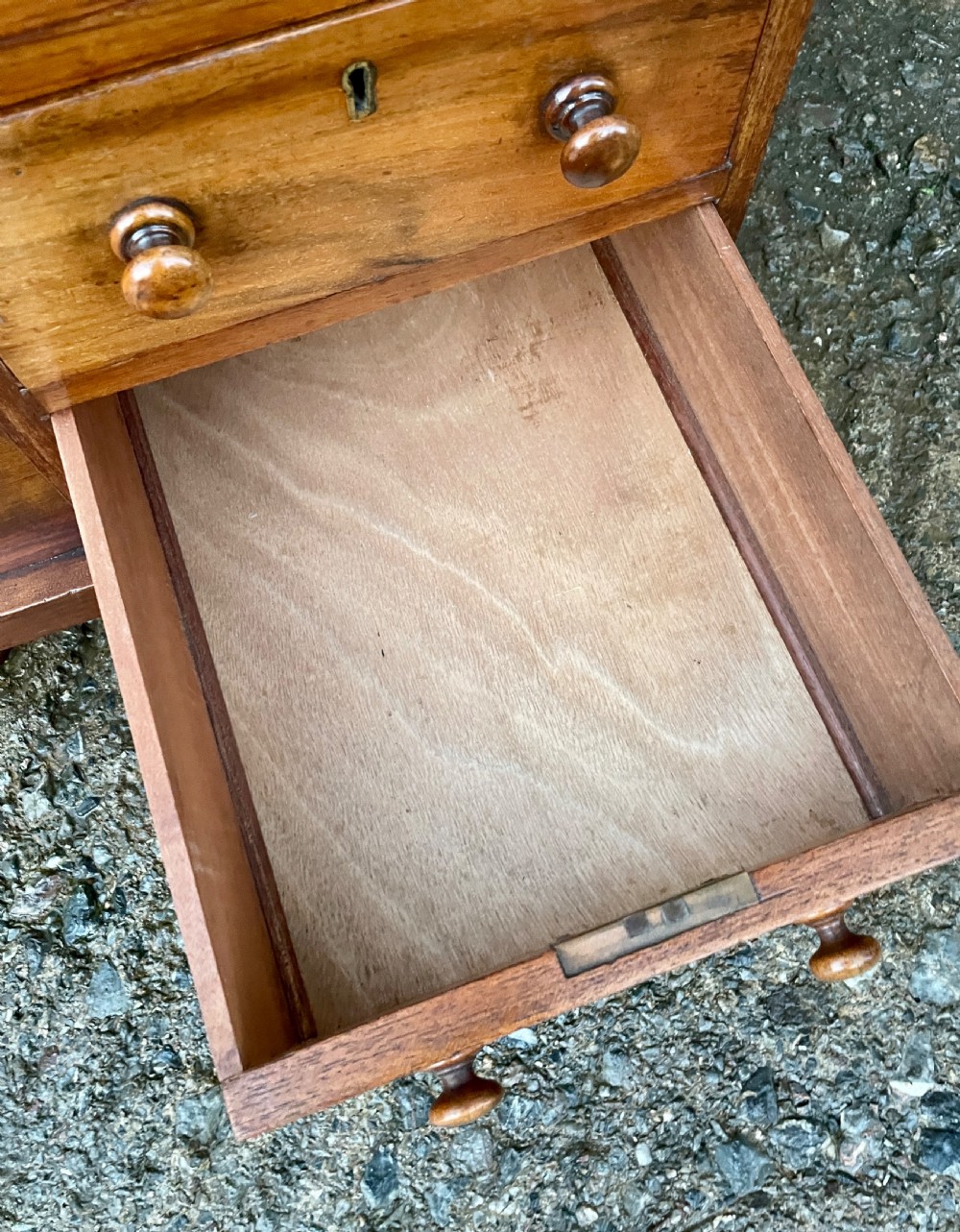 Antique Edwardian Walnut Inlaid Davenport View XX
