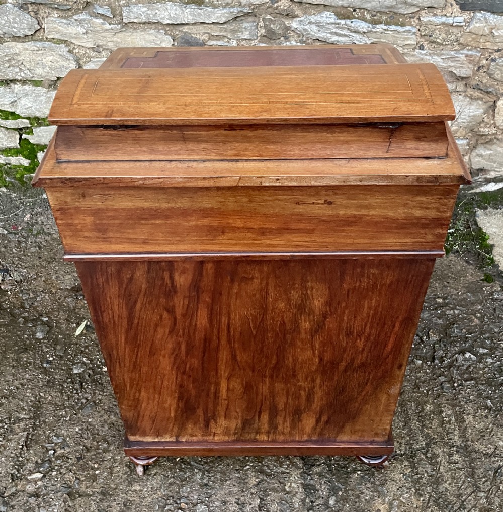 Antique Edwardian Walnut Inlaid Davenport View XXIII