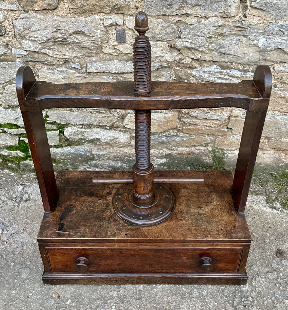 Antique Victorian Oak Tabletop Book Press View II