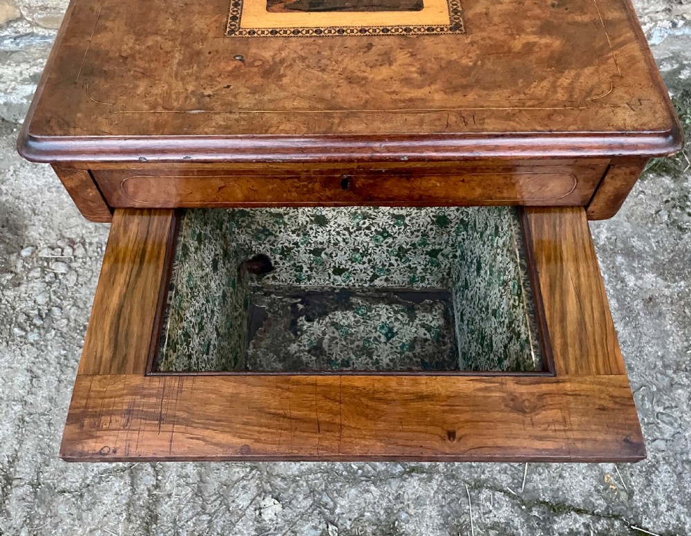 Victorian Walnut Tunbridge Inlaid Sewing Table View V