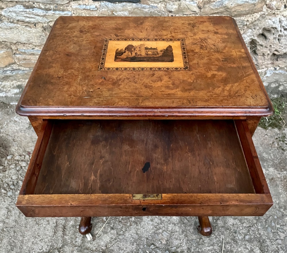Victorian Walnut Tunbridge Inlaid Sewing Table View VIII