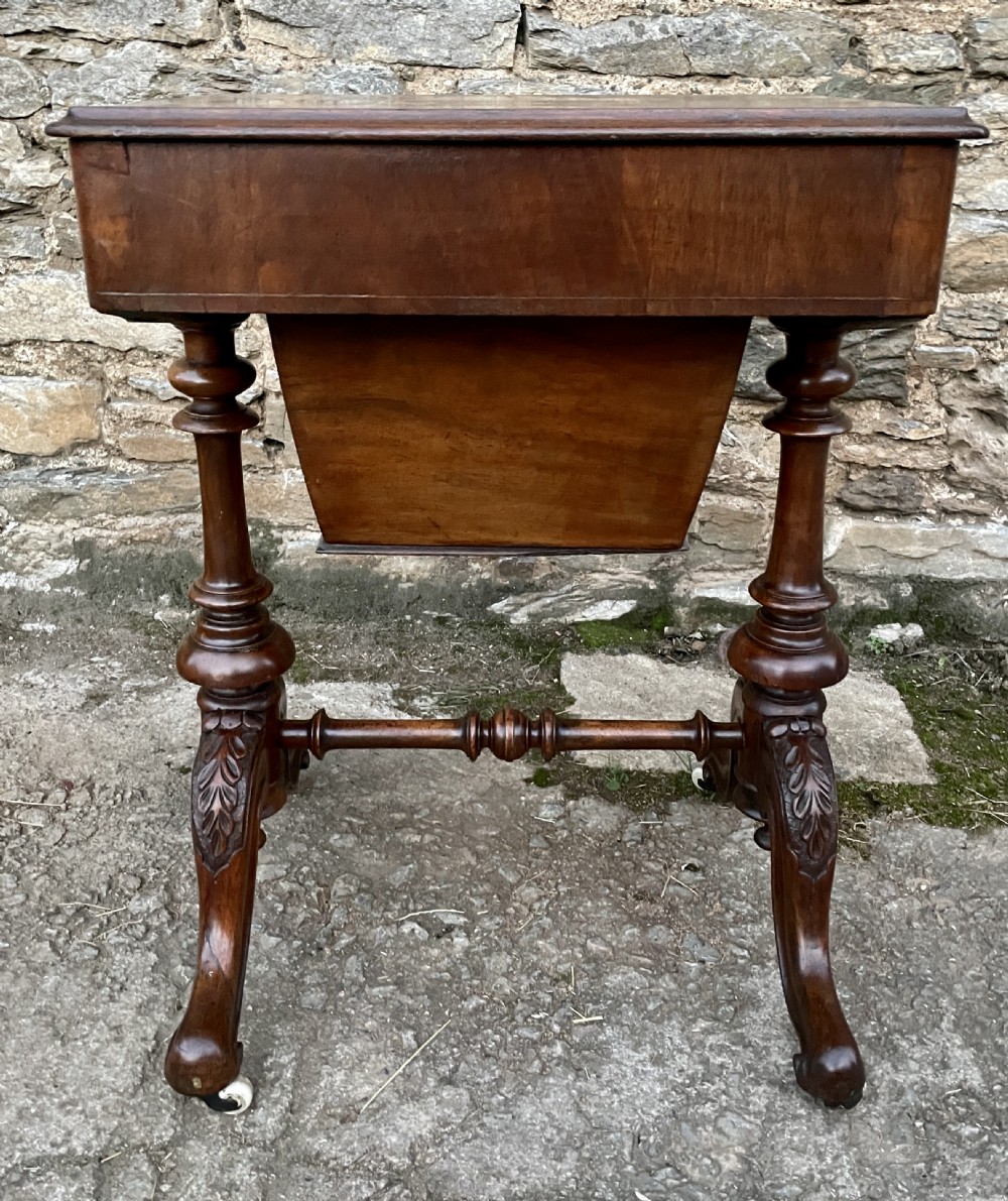 Victorian Walnut Tunbridge Inlaid Sewing Table View XVII