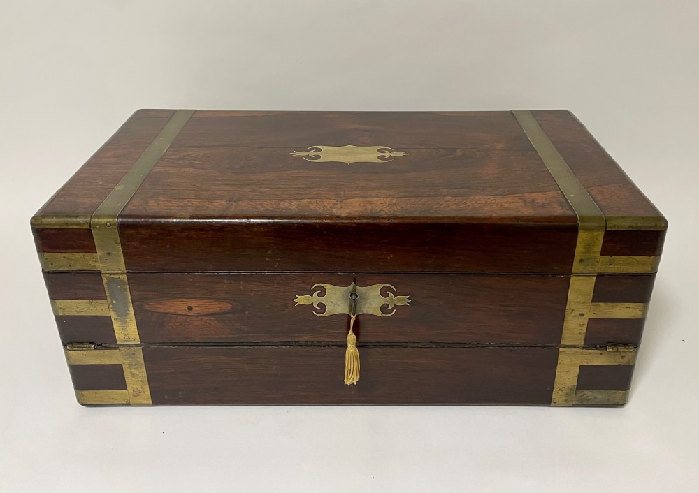 Victorian Brass Bound Rosewood Writing Slope View II