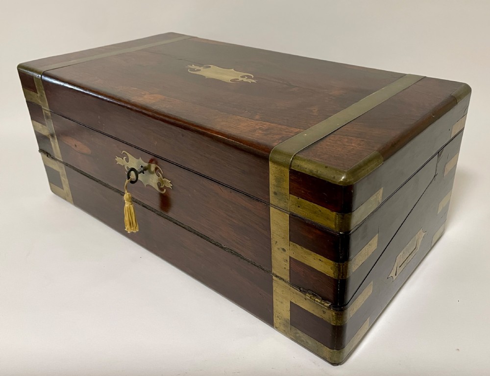 Victorian Brass Bound Rosewood Writing Slope View VII
