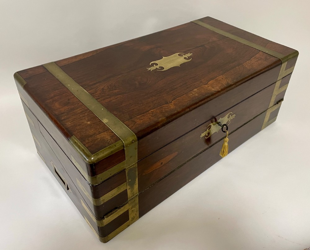 Victorian Brass Bound Rosewood Writing Slope View X