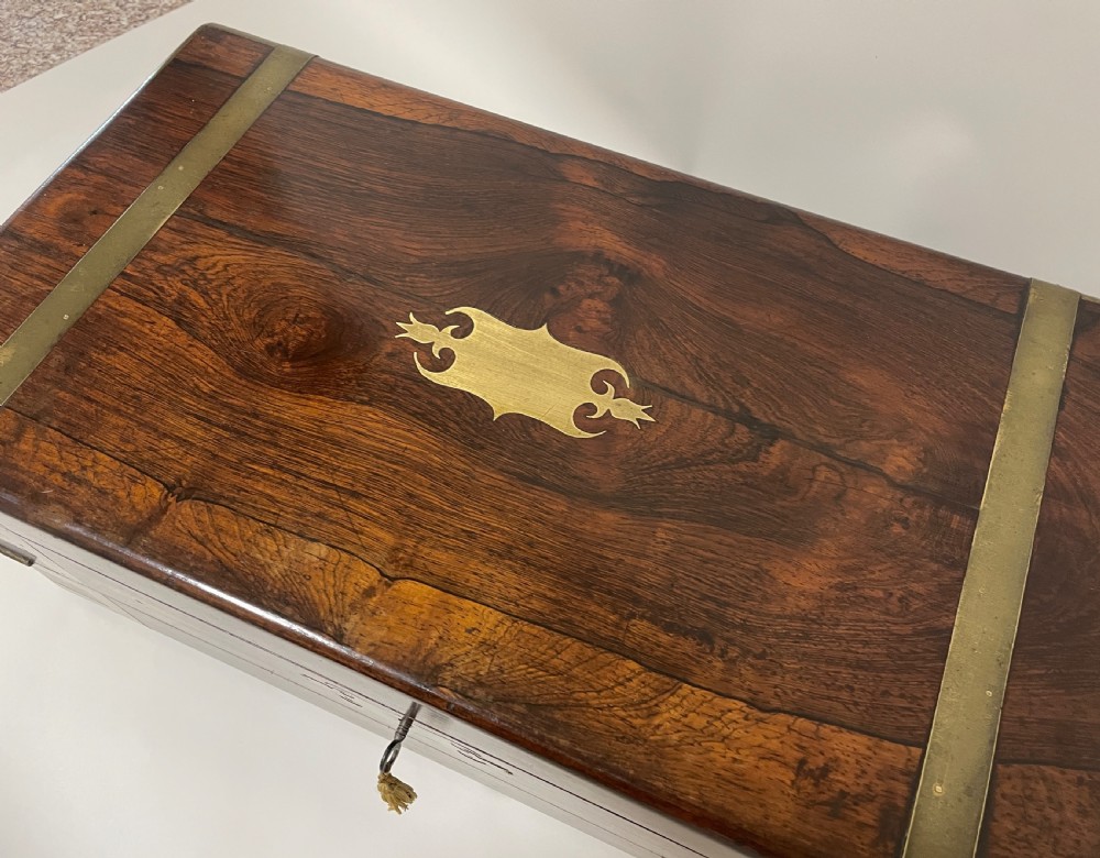 Victorian Brass Bound Rosewood Writing Slope View XI