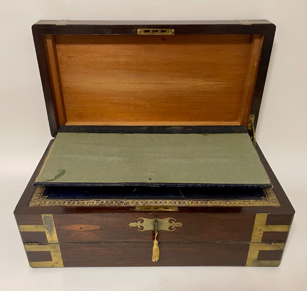 Victorian Brass Bound Rosewood Writing Slope View XIII