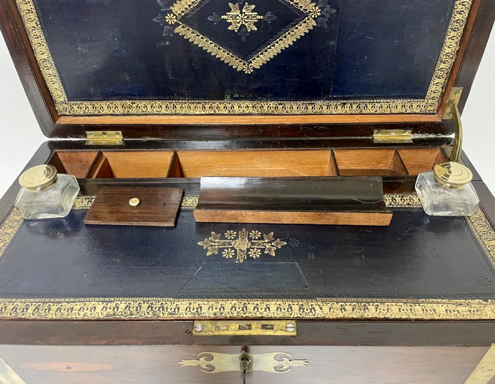 Victorian Brass Bound Rosewood Writing Slope View XIV