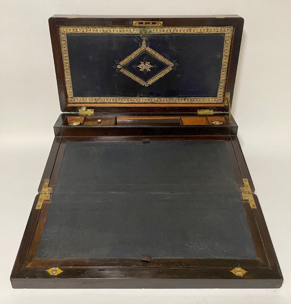 Victorian Brass Bound Rosewood Writing Slope View XVI