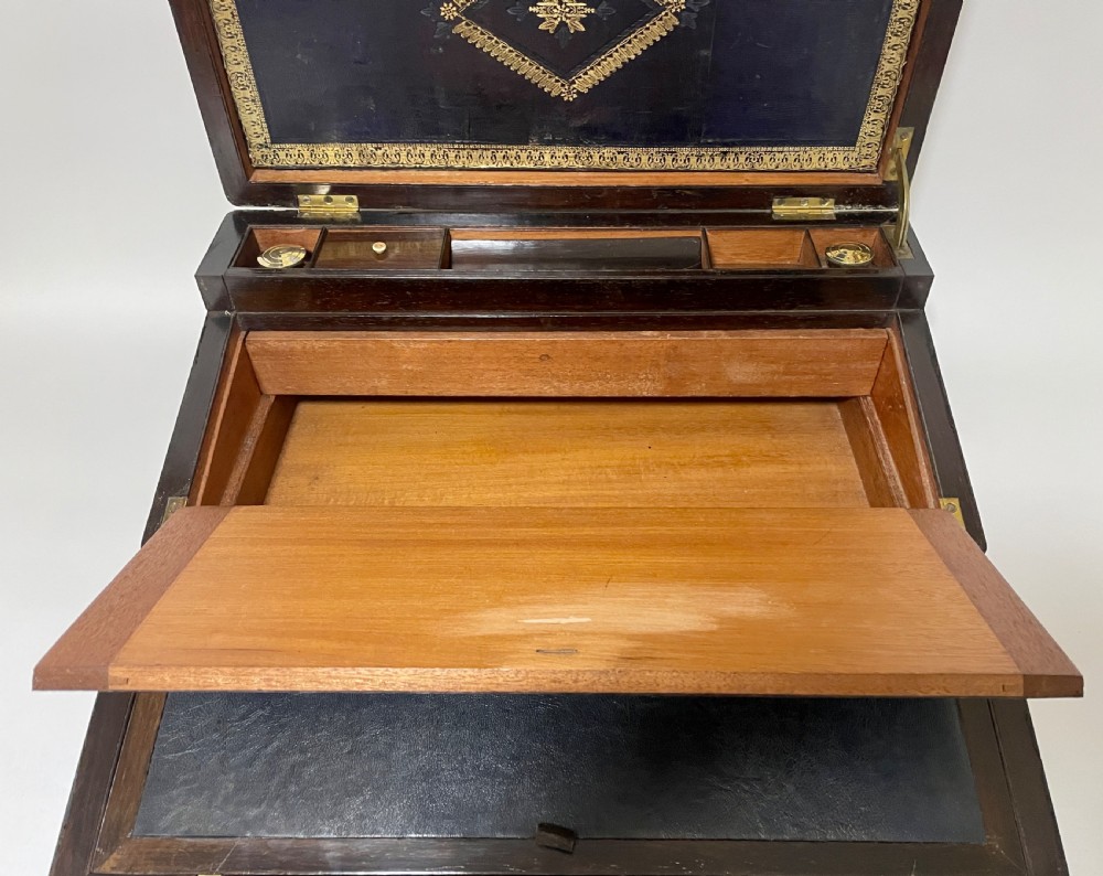 Victorian Brass Bound Rosewood Writing Slope View XIX