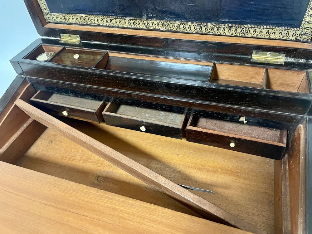 Victorian Brass Bound Rosewood Writing Slope View XX