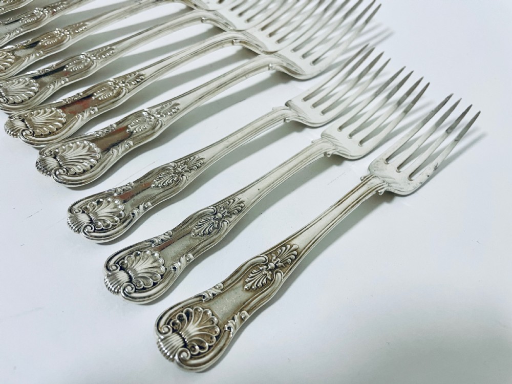 Set of 12 Georgian Solid Silver Kings Pattern Forks View IV