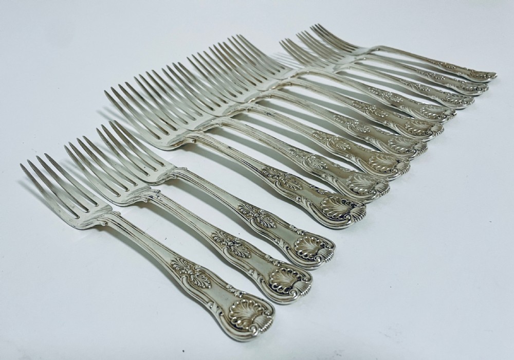 Set of 12 Georgian Solid Silver Kings Pattern Forks View VII