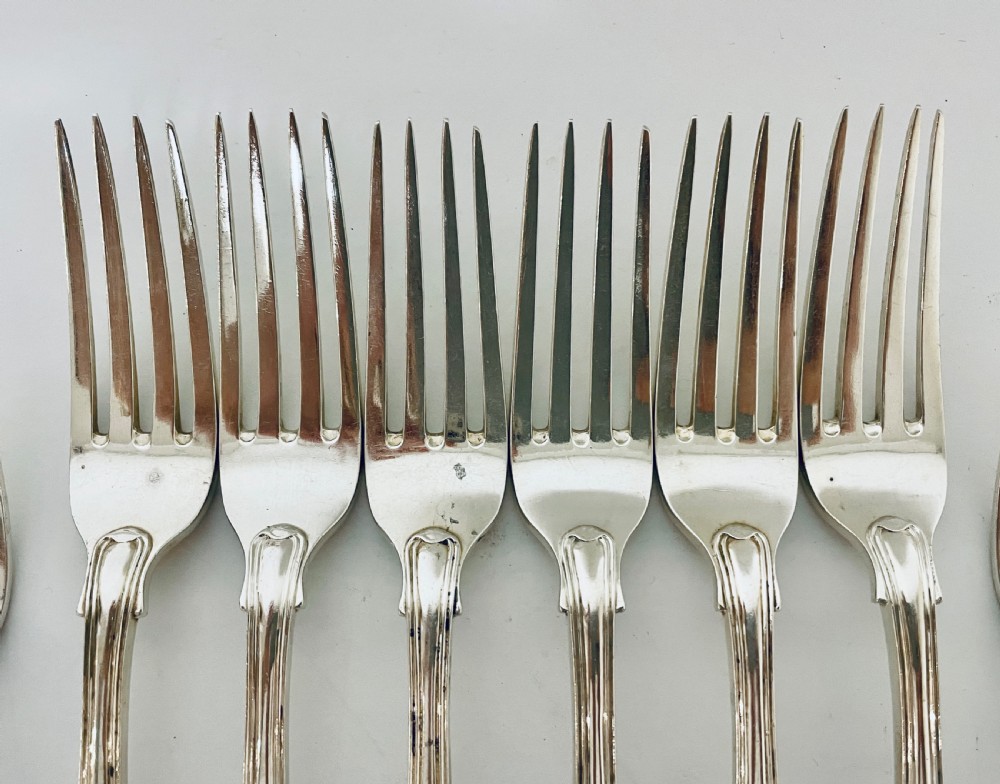 Set of 12 Georgian Solid Silver Kings Pattern Forks View VIII