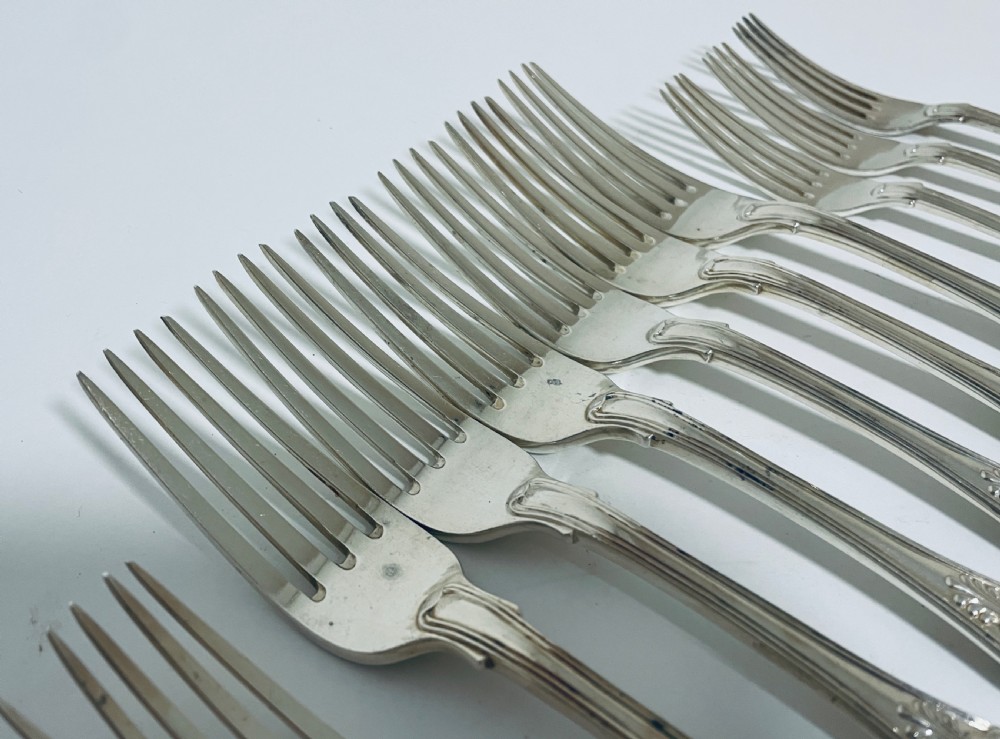 Set of 12 Georgian Solid Silver Kings Pattern Forks View IX