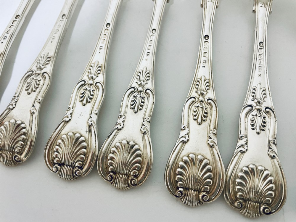 Set of 12 Georgian Solid Silver Kings Pattern Forks View XIII