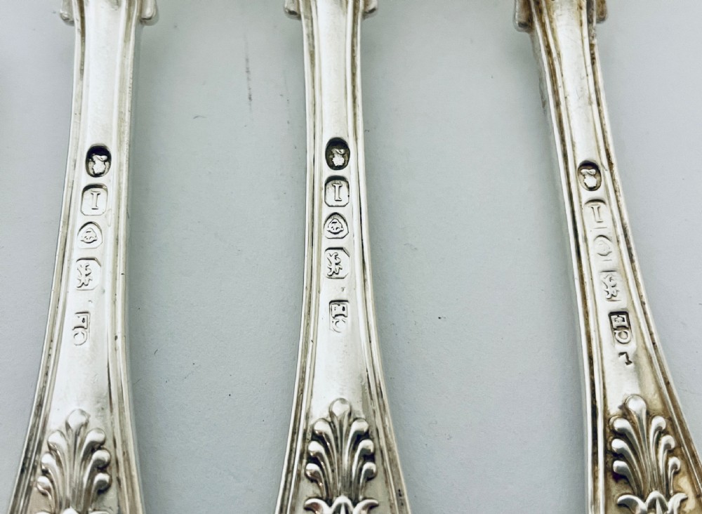 Set of 12 Georgian Solid Silver Kings Pattern Forks View XIV