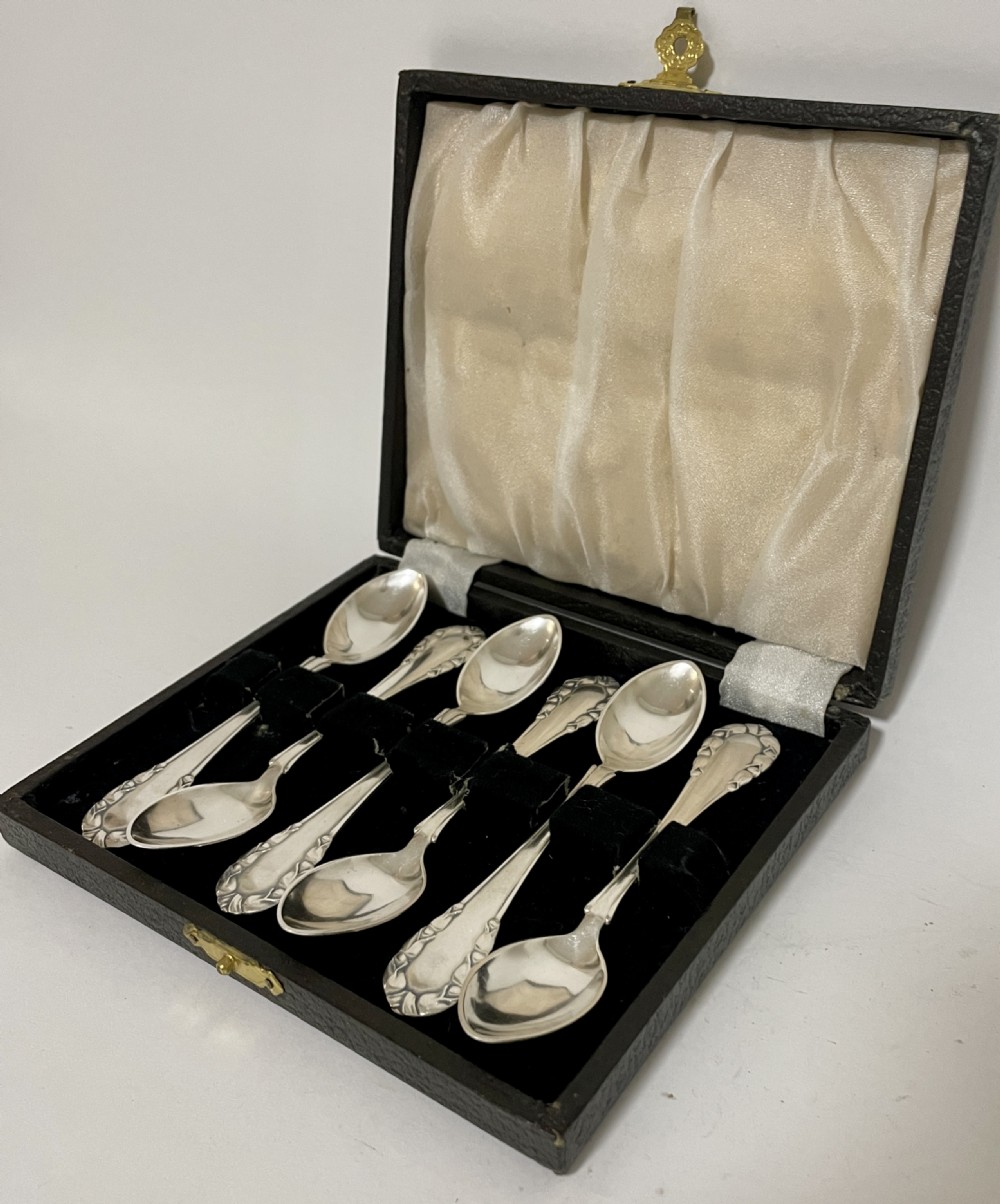 Set of 6 Solid Silver Georg Jensen Spoons View III