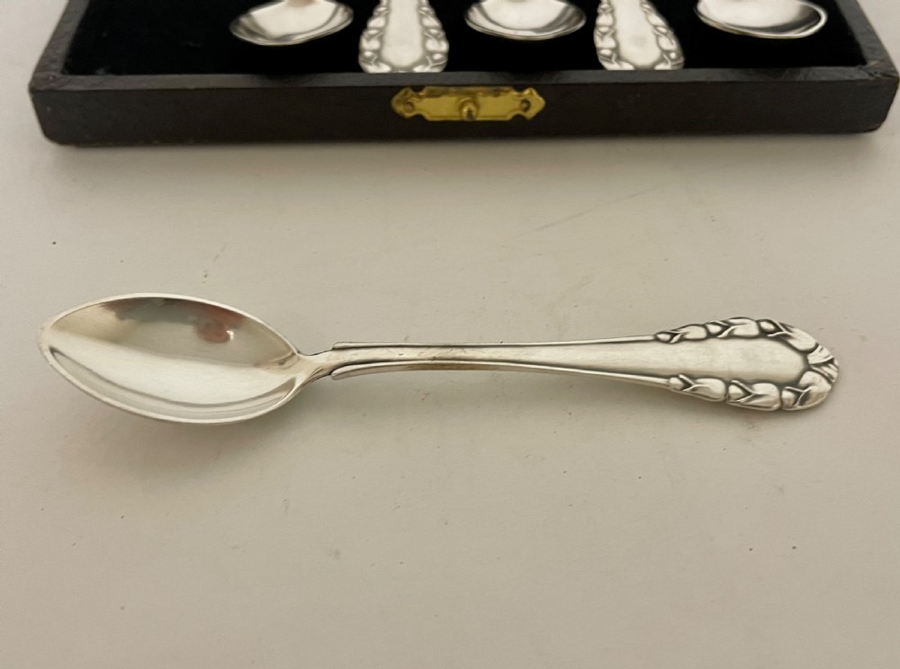 Set of 6 Solid Silver Georg Jensen Spoons View X