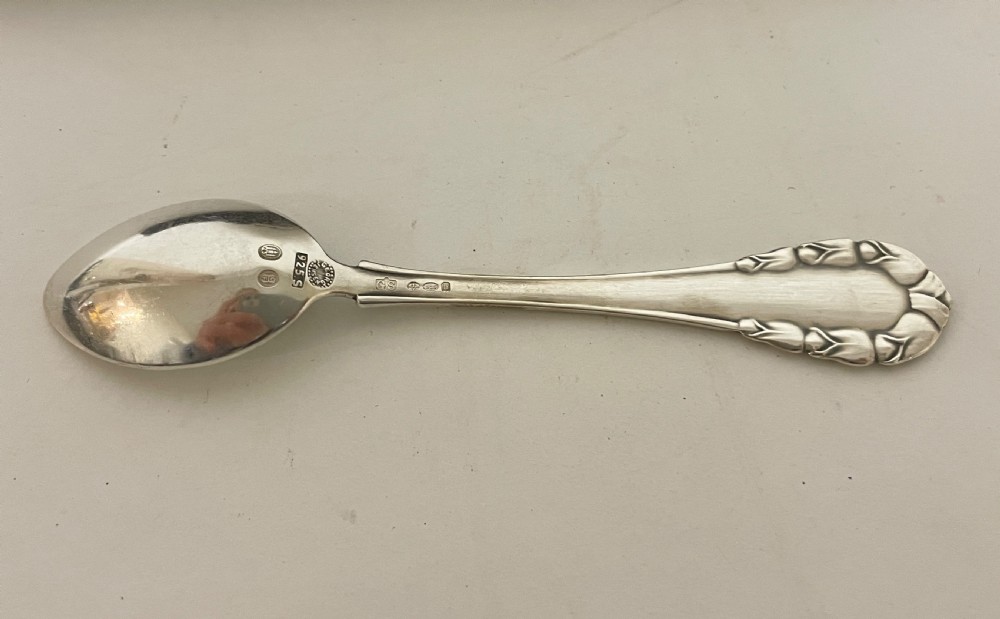 Set of 6 Solid Silver Georg Jensen Spoons View XII