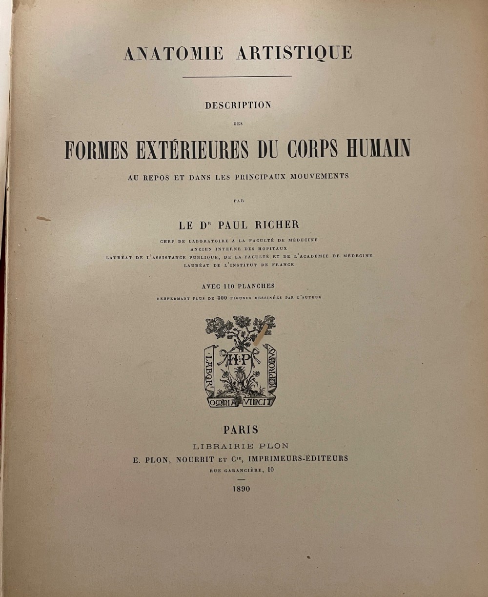 First Edition Folio Anatomie Artistique 1890 View XIX