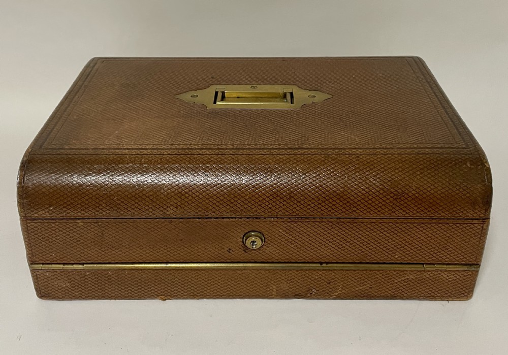Antique Victorian Leather Writing Box View II