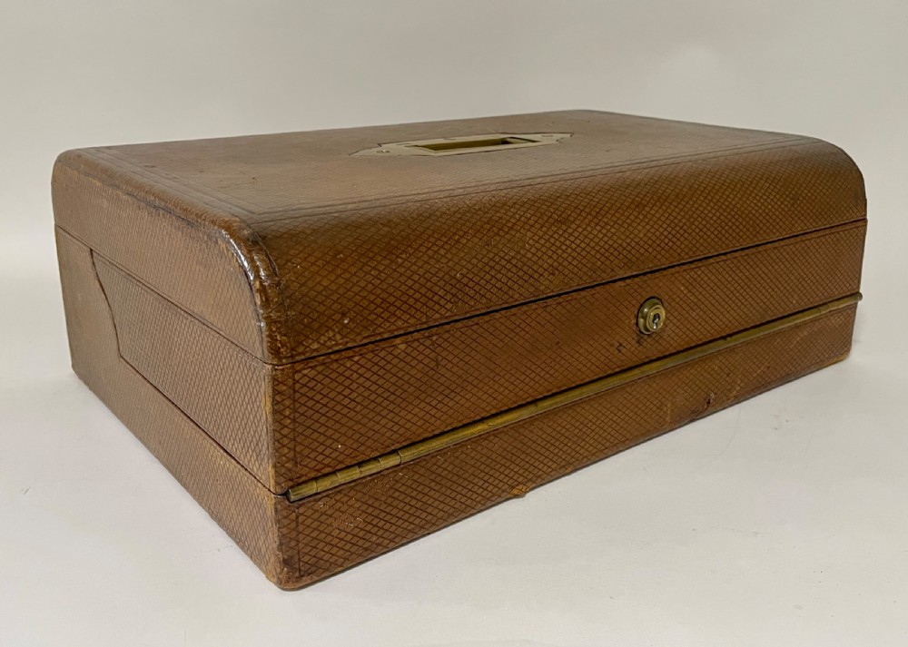 Antique Victorian Leather Writing Box View IX