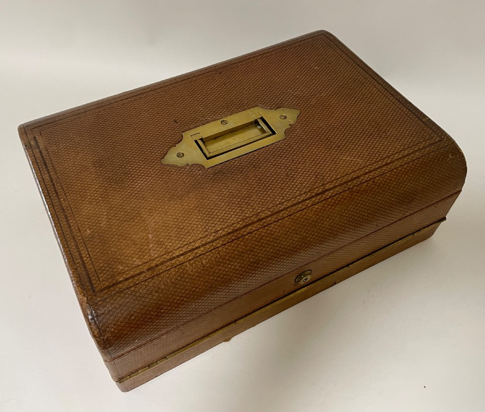 Antique Victorian Leather Writing Box View X